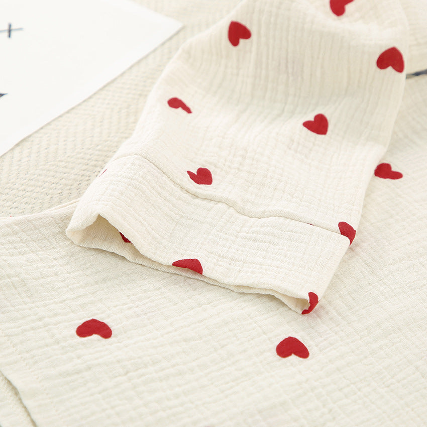 Delphine | Womens Cotton Pyjamas Heart Print Loungewear Set