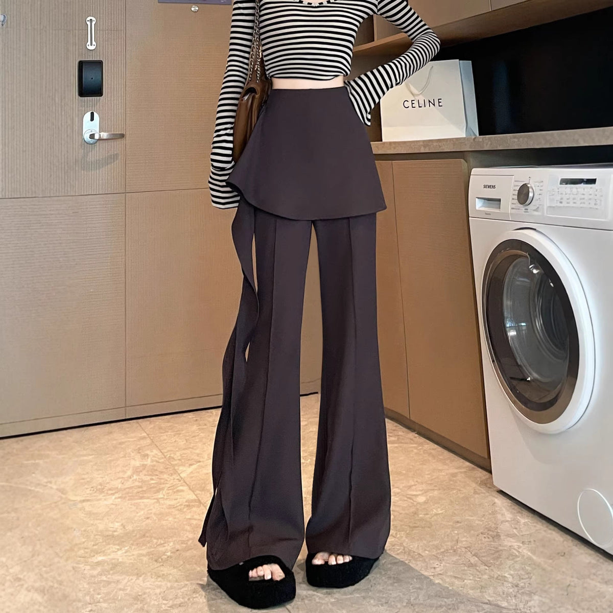 Marlowe | Womens Trousers Flared High Waisted Suit Casual Pants