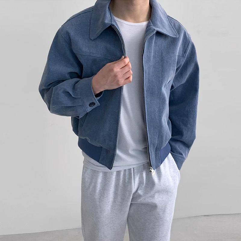 Orla | Mens Bomber Retro Washed Loose Zip Lapel Jacket - 3