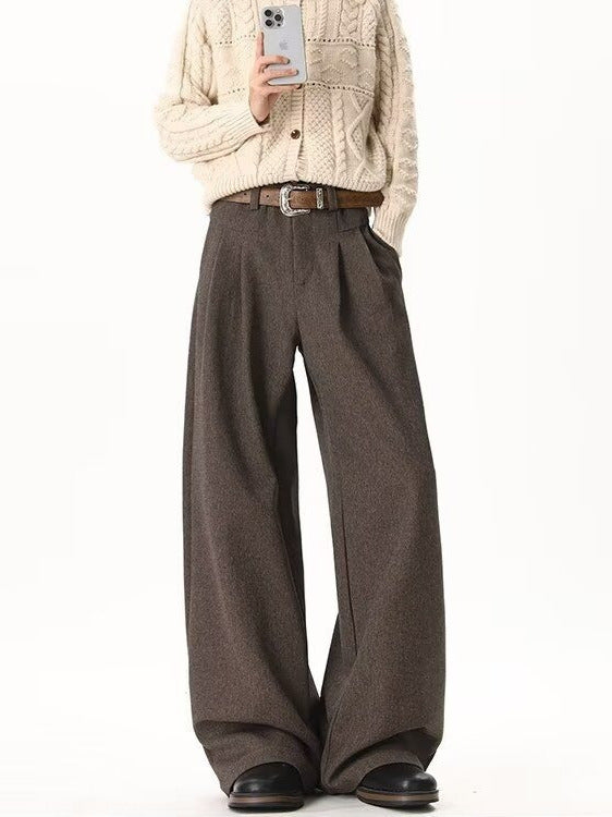 Sylvester | Mens Wide Leg Double Pleated Drape Casual Smart Trousers - 2