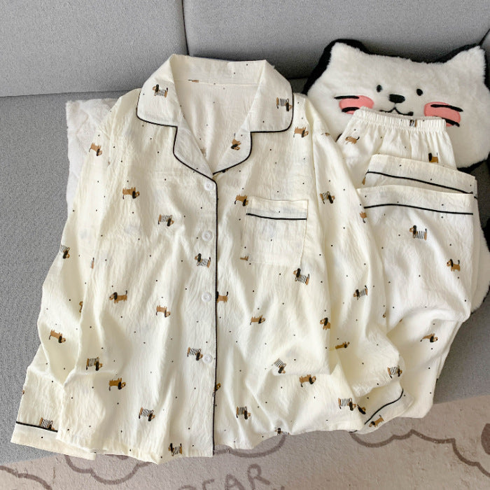 Rosalind | Womens Long Sleeve Button Up Cotton Pyjama Set Loungewear