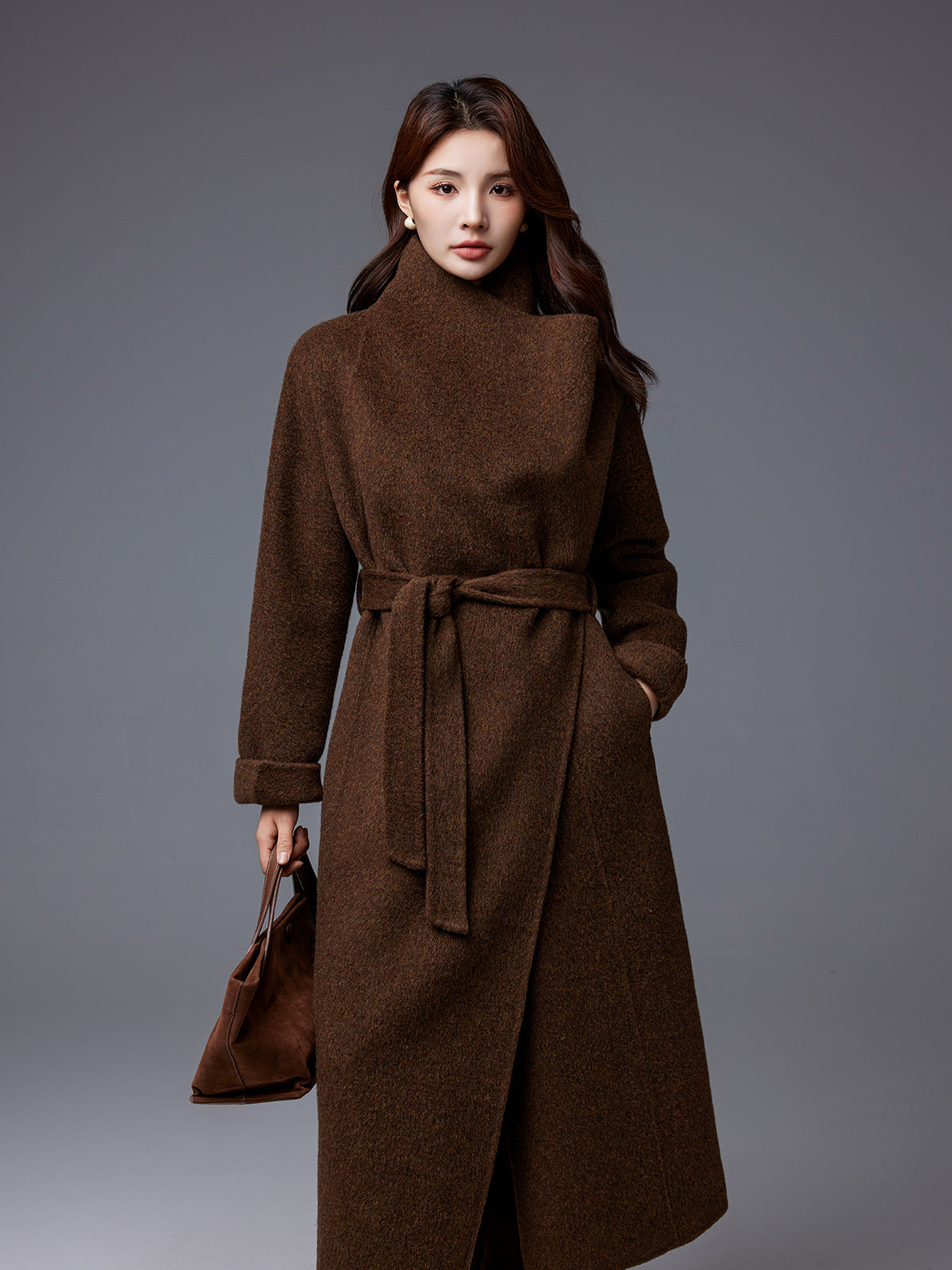 Nadia | Womens Wool Coat Long Stand Collar Winter Overcoat