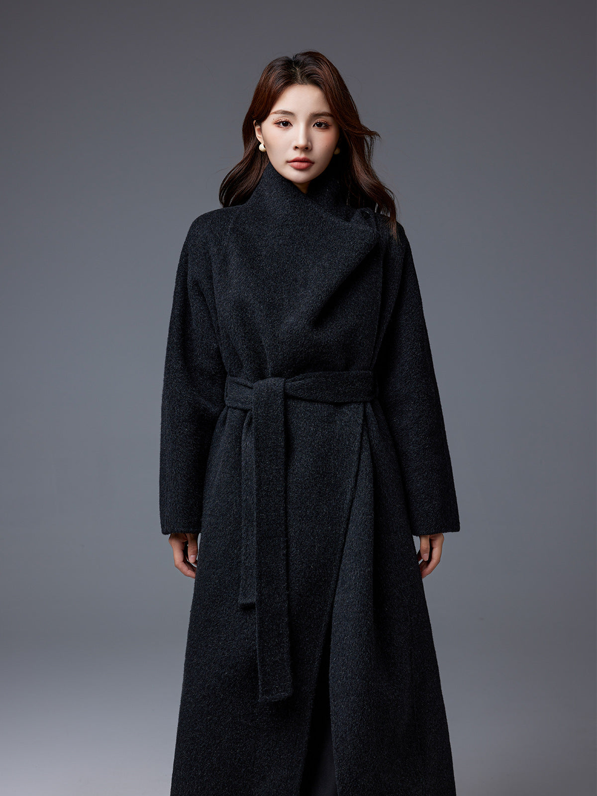 Nadia | Womens Wool Coat Long Stand Collar Winter Overcoat