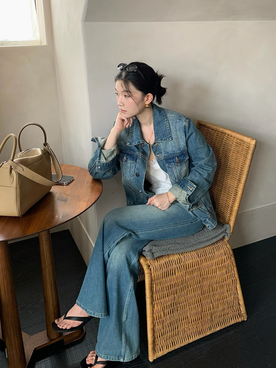 Elodie | Womens Vintage Washed Denim Jacket