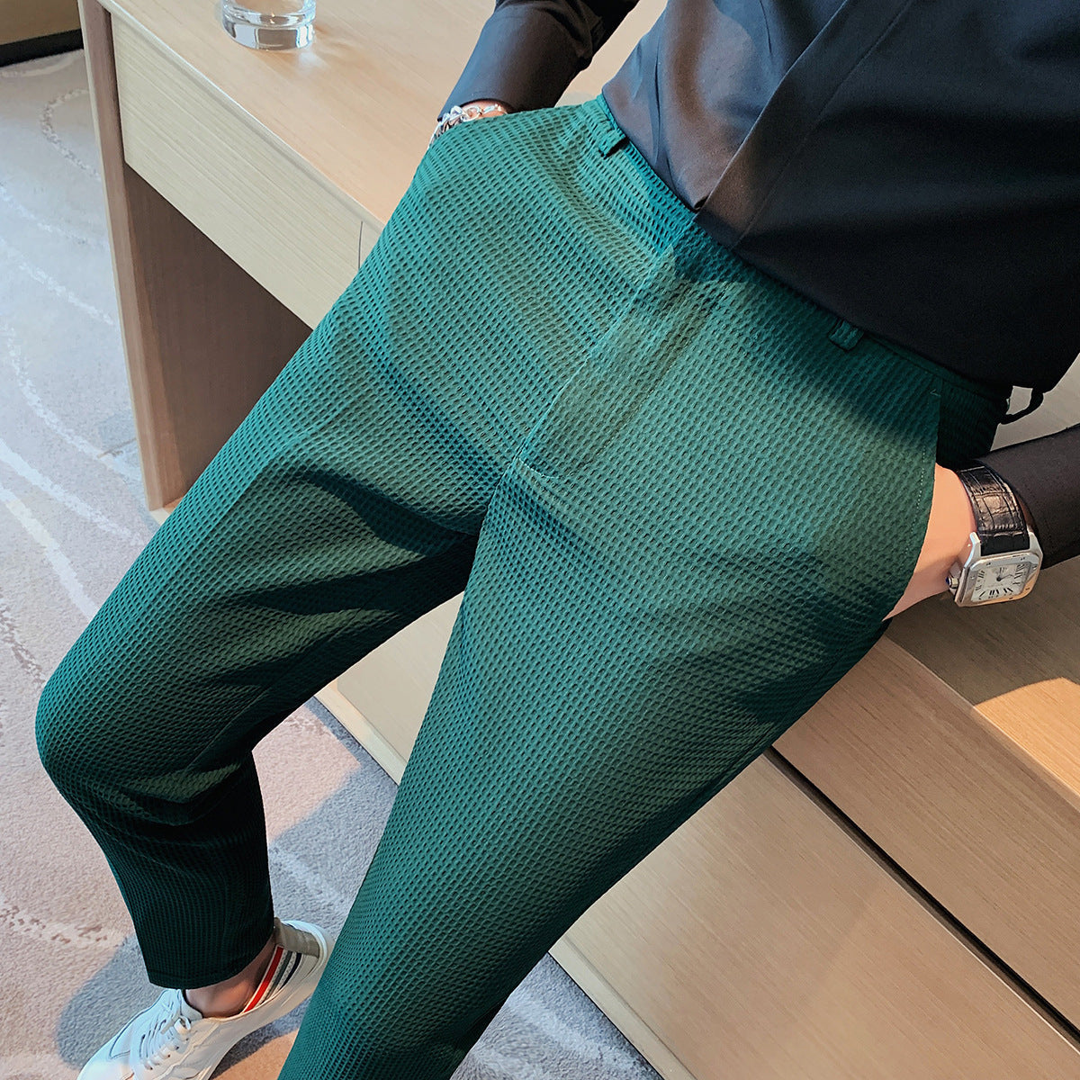 Nadia | Mens Slim Fit Tapered Business Formal Trousers - 8