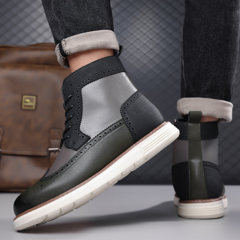 Blythe | Mens Leather Lace Up Combat Military Mid Calf Boots - 4