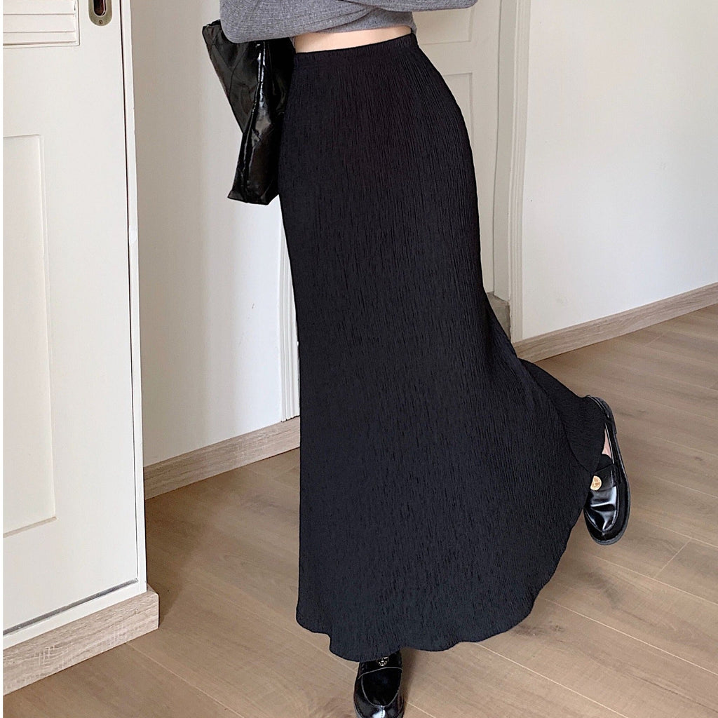 Thaddeus | Womens Pleated Skirt A Line Fishtail High Waisted Long Skirt