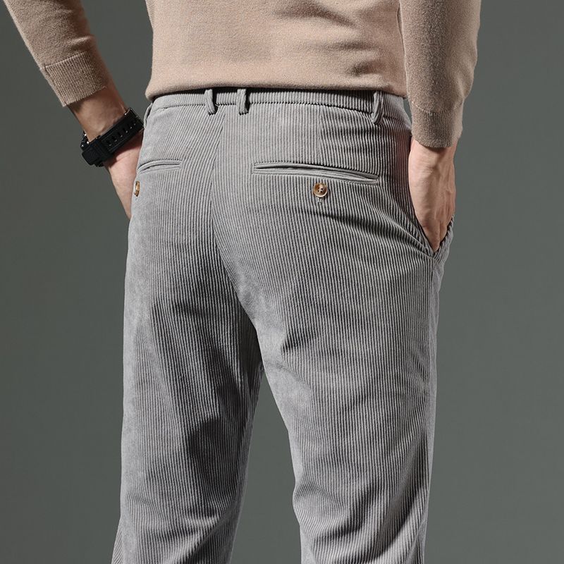 Roland | Mens Corduroy Trousers Business Casual Slim Straight Trousers - 3