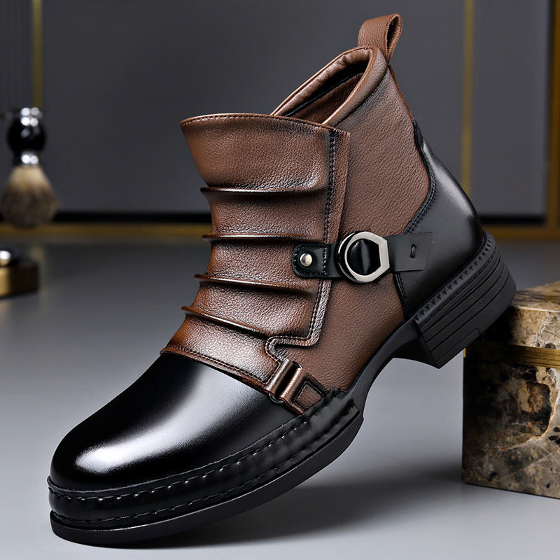 Ambrose | Mens Leather Ankle Boots Biker Boots High Top Boots - 2