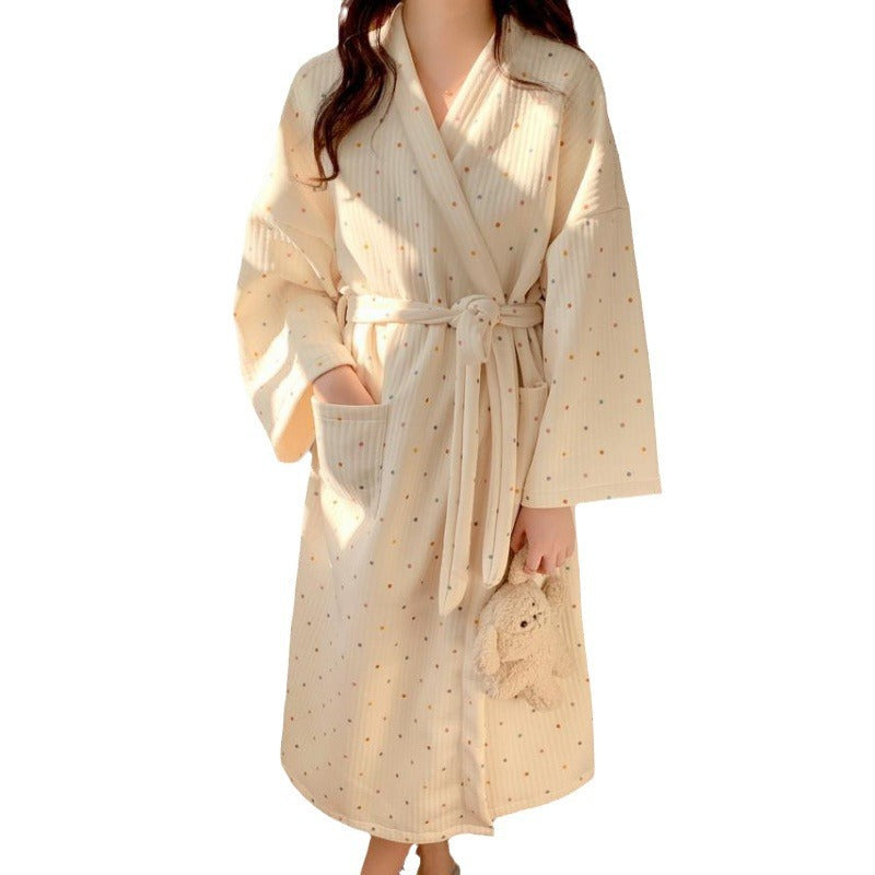 Genevieve | Womens Dressing Gown Cotton Loungewear Robe Nightwear