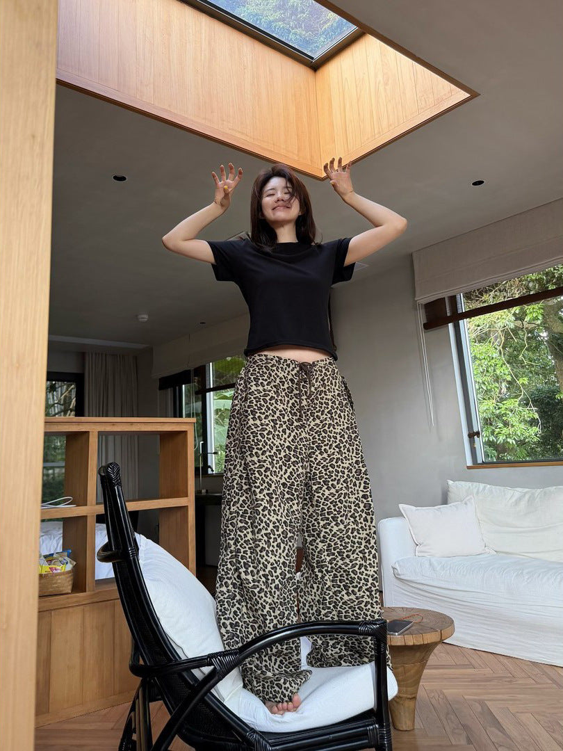 Iris | Womens Wide Leg Trousers Leopard Print High Waisted Palazzo Casual Pants