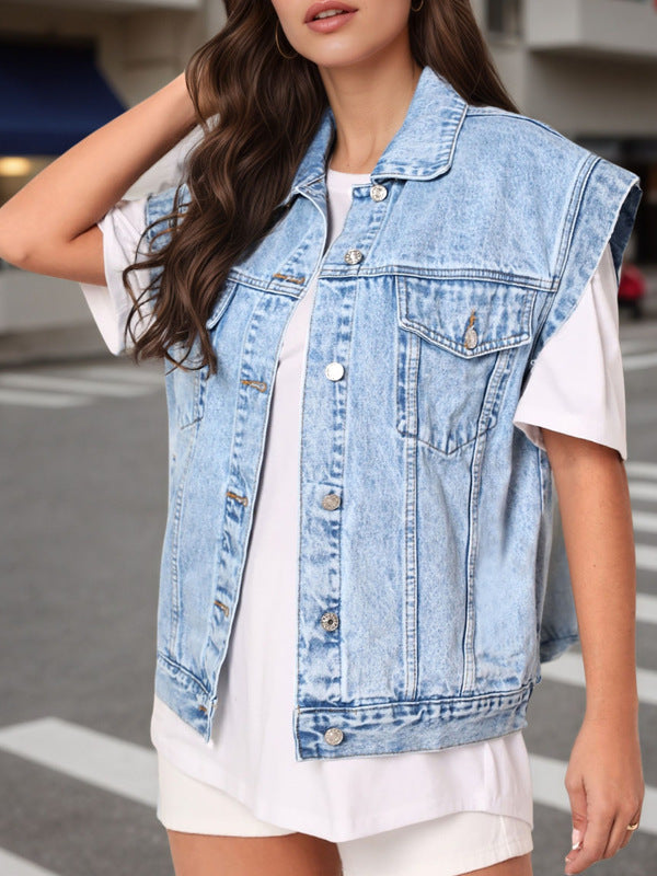 Beatrice | Womens Sleeveless Denim Gilet Jacket