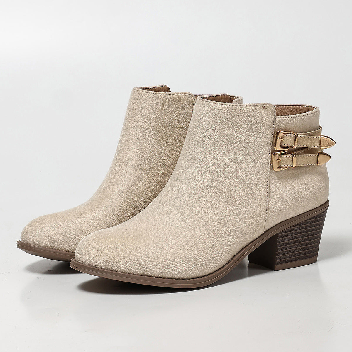 Conrad | Womens Western Boots Chunky Heel Round Toe Buckle Ankle Boots