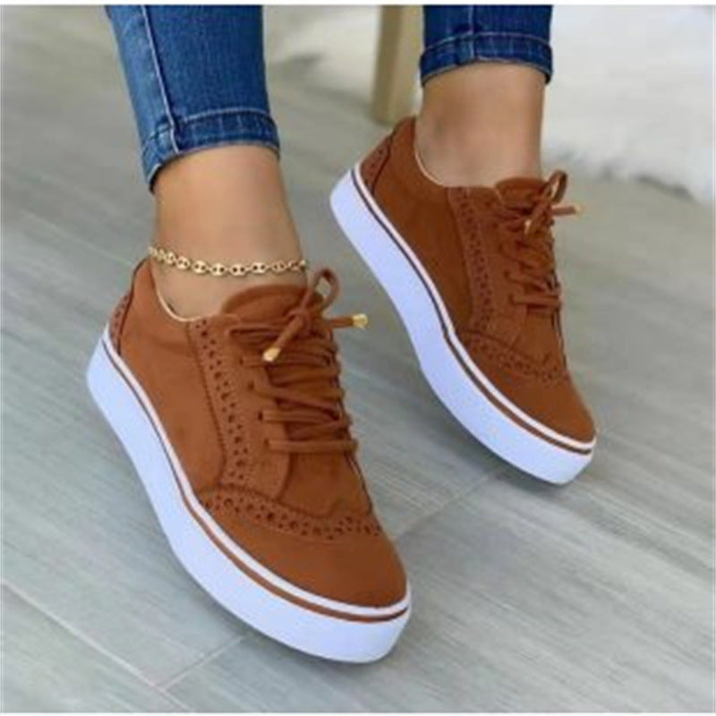 Lavinia | Womens Comfortable Lace Up Casual Flat Round Toe Shoes - 7