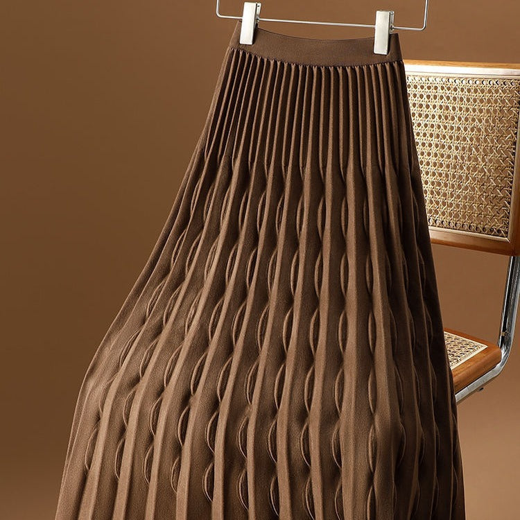 Jarvis | Womens Pleated Skirt A Line High Waisted Knitted Long Skirt