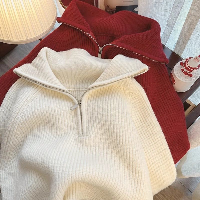 Zephyr | Womens Jumper Knitted Zip Up Loose Turtleneck Warm Sweater