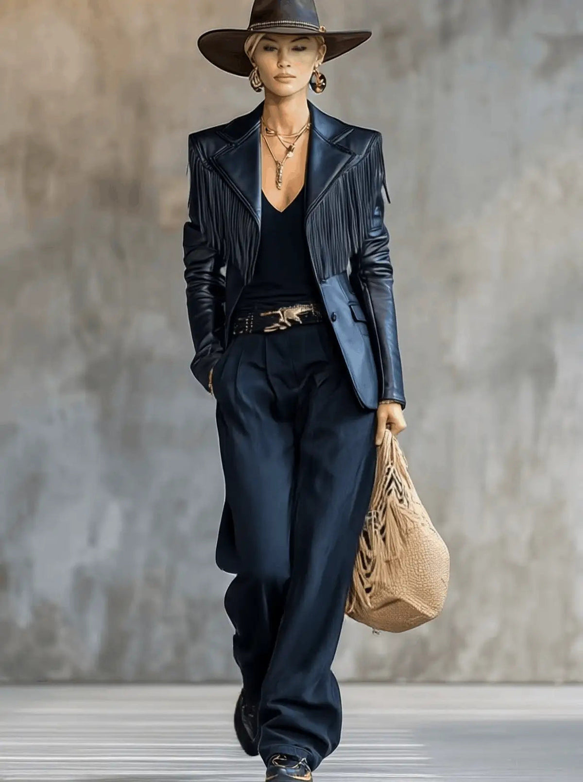 Maren | Womens Leather Jacket Tassel Biker Moto Jacket