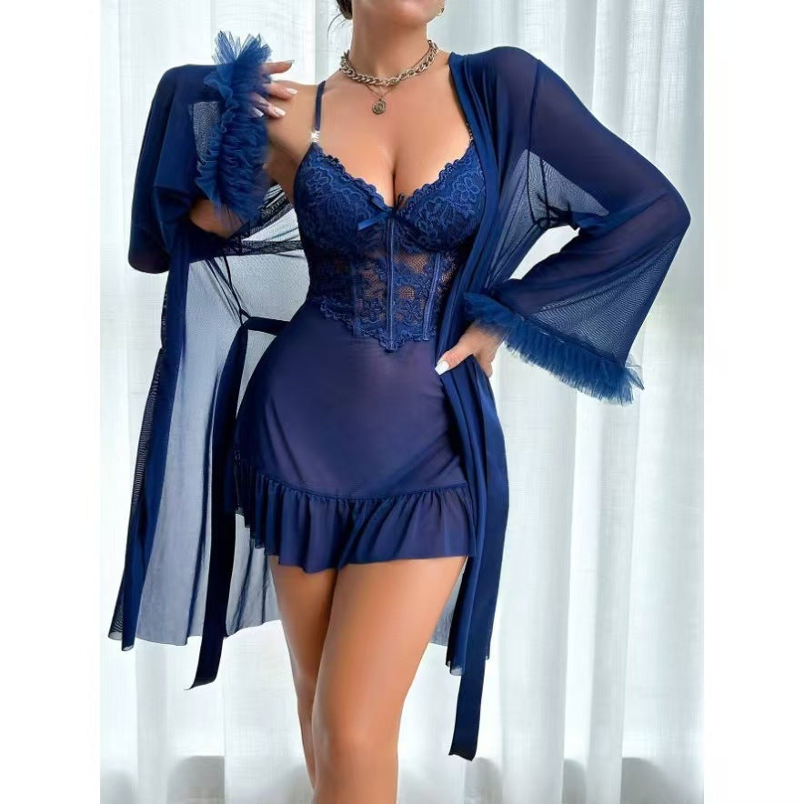 Horatio | Womens Lace Sheer Nightgown Lingerie Loungewear Nightdress Nightwear - 2