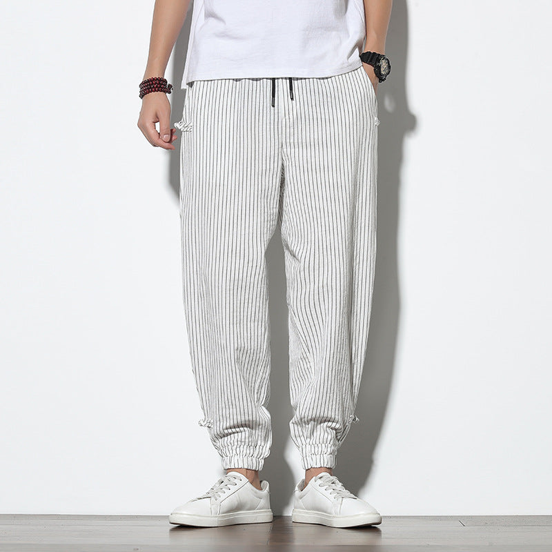 Roderick | Mens Linen Trousers Cotton Casual Tapered Trousers - 1