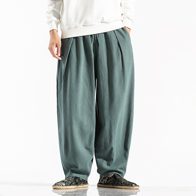 Torin | Mens Wide Leg Linen Loose Casual Cotton Trousers - 3