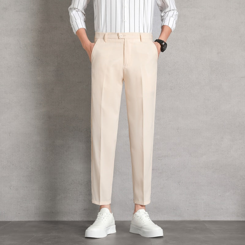 Lachlan | Mens Trousers Slim Fit Straight Leg High Waisted Smart Casual Pants