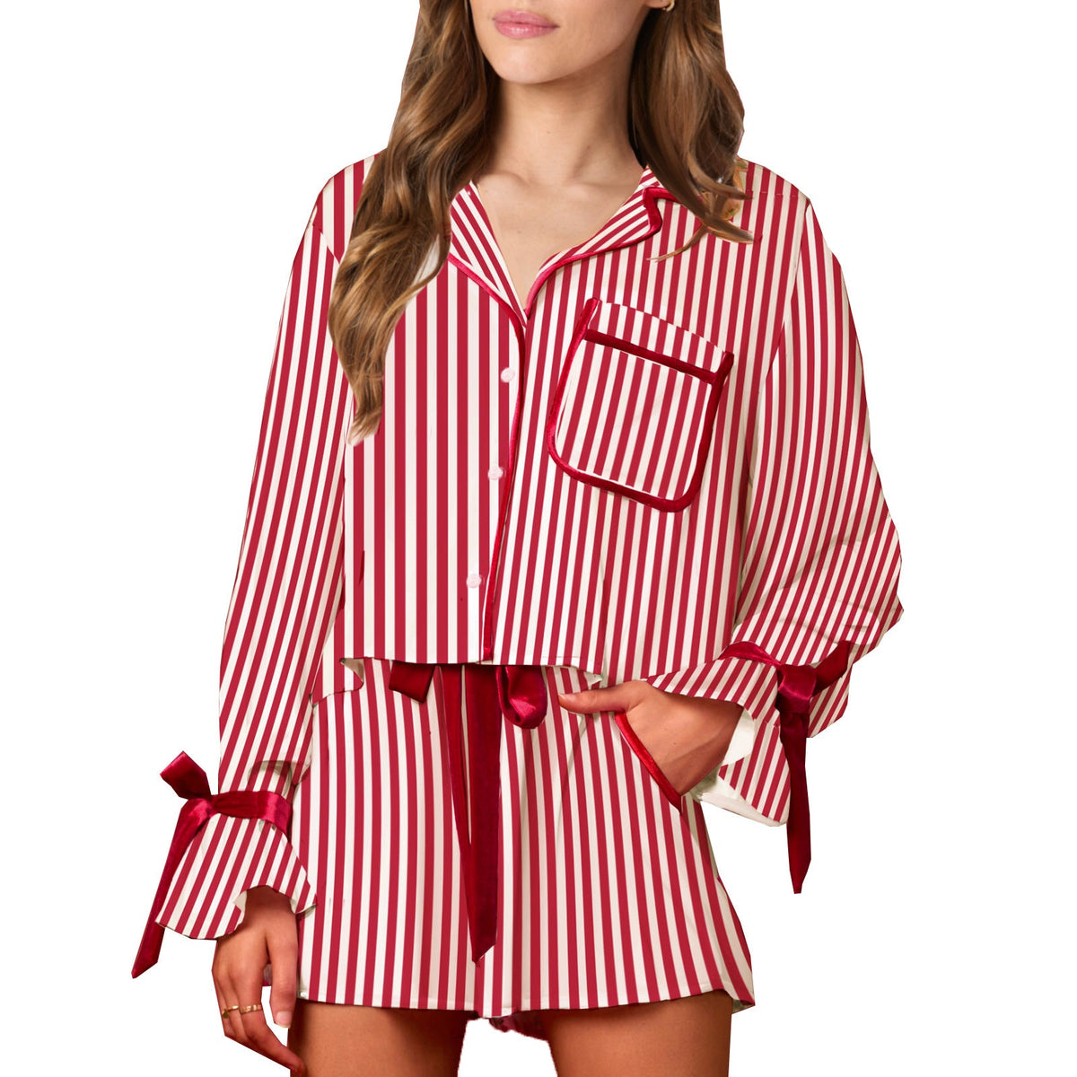Florence | Womens Printed Long Sleeve Pyjama Shorts Set