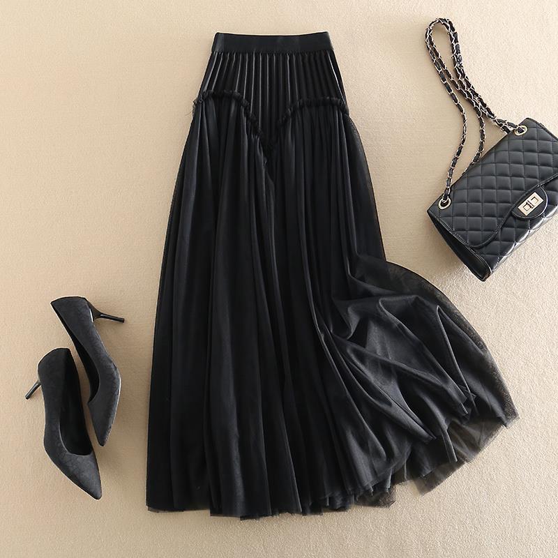 Briony | Womens Skirt A Line Pleated Mesh Midi Skirt