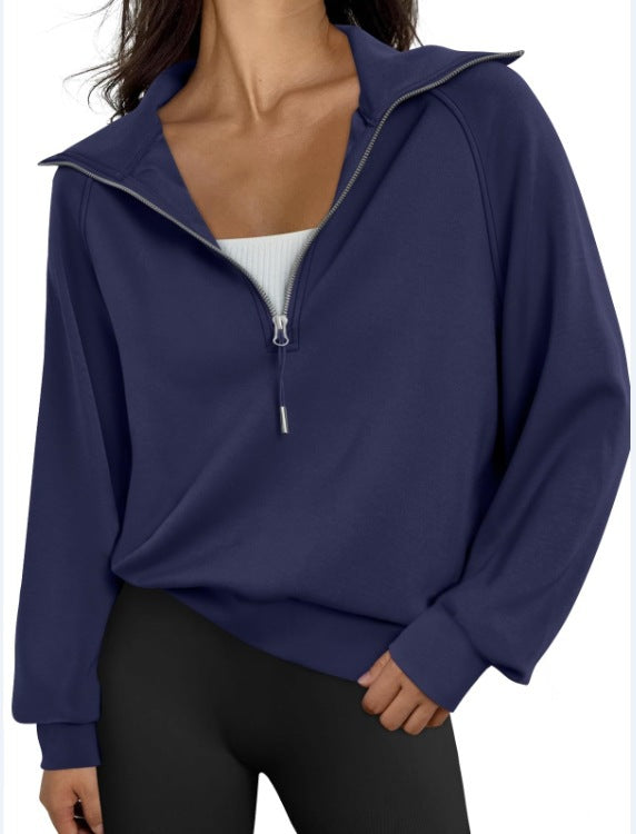 Fenella | Womens Yoga Top Long Sleeve Half Zip Stand Collar Running Fitness Top
