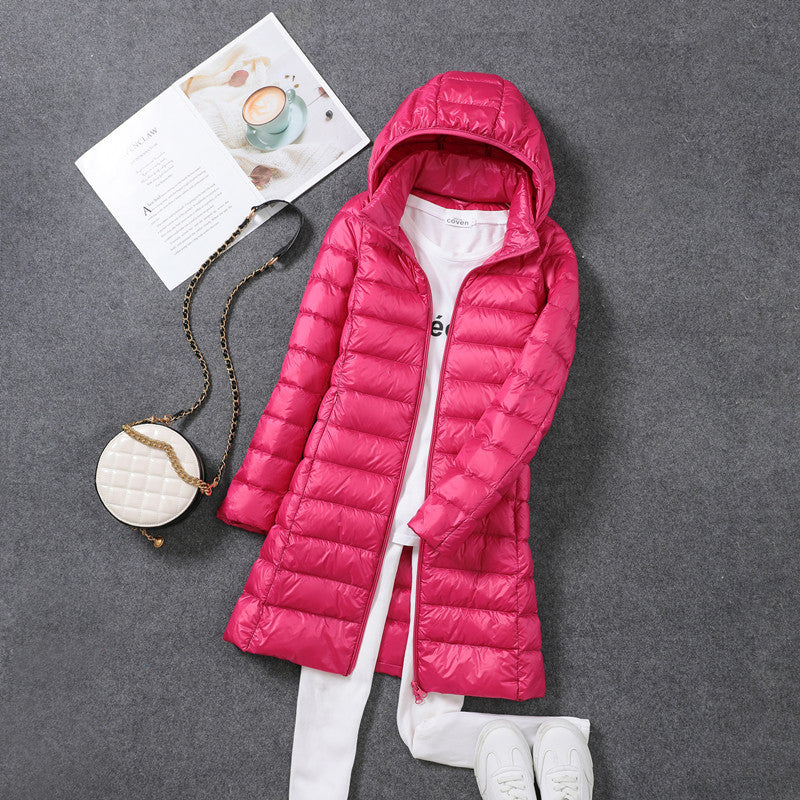 Pascal | Womens Puffer Jacket Hooded Longline Lightweight Long Puffer Coat - 2