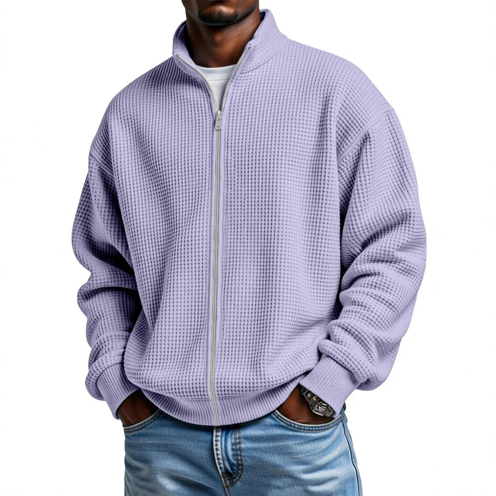 Ivor | Mens Waffle Jacket Stand Collar Zip Up Casual Jacket