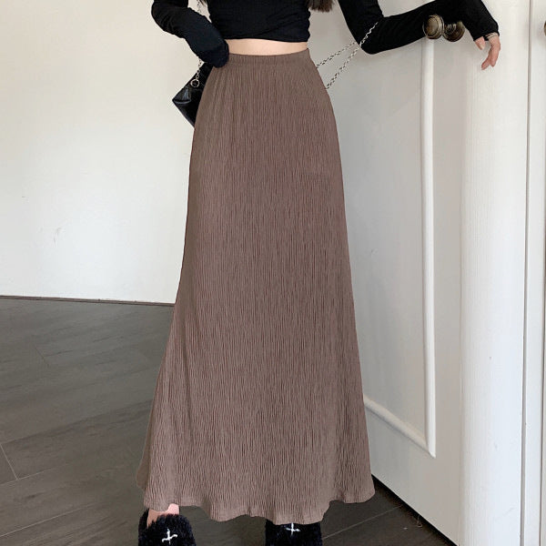 Thaddeus | Womens Pleated Skirt A Line Fishtail High Waisted Long Skirt