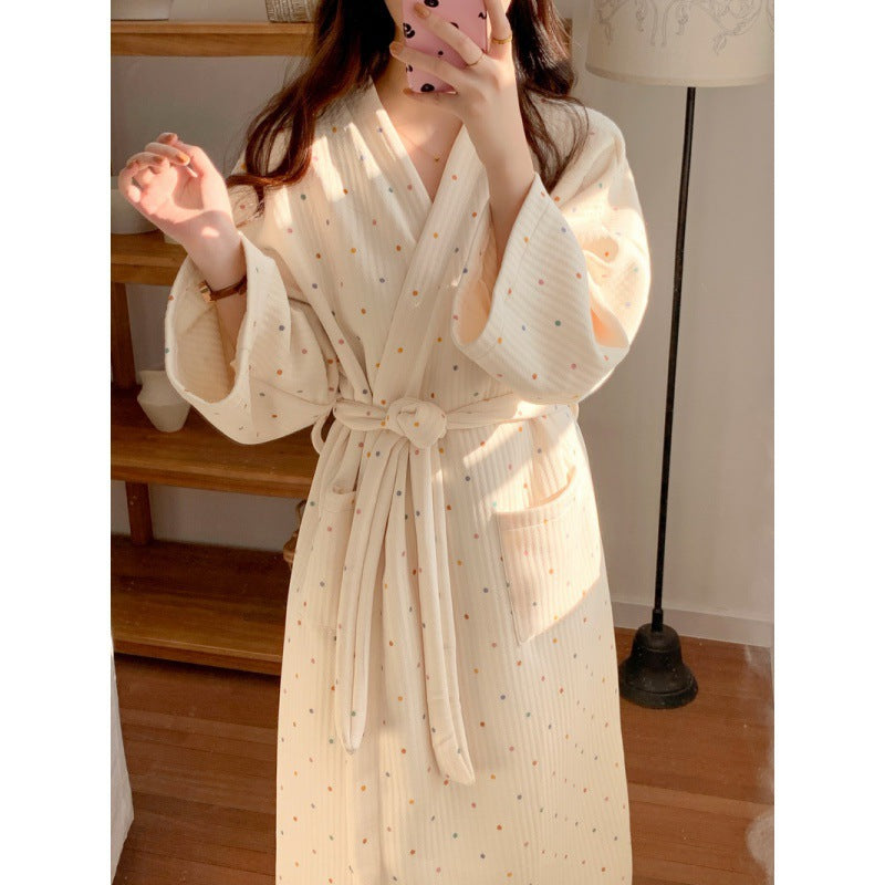 Genevieve | Womens Dressing Gown Cotton Loungewear Robe Nightwear