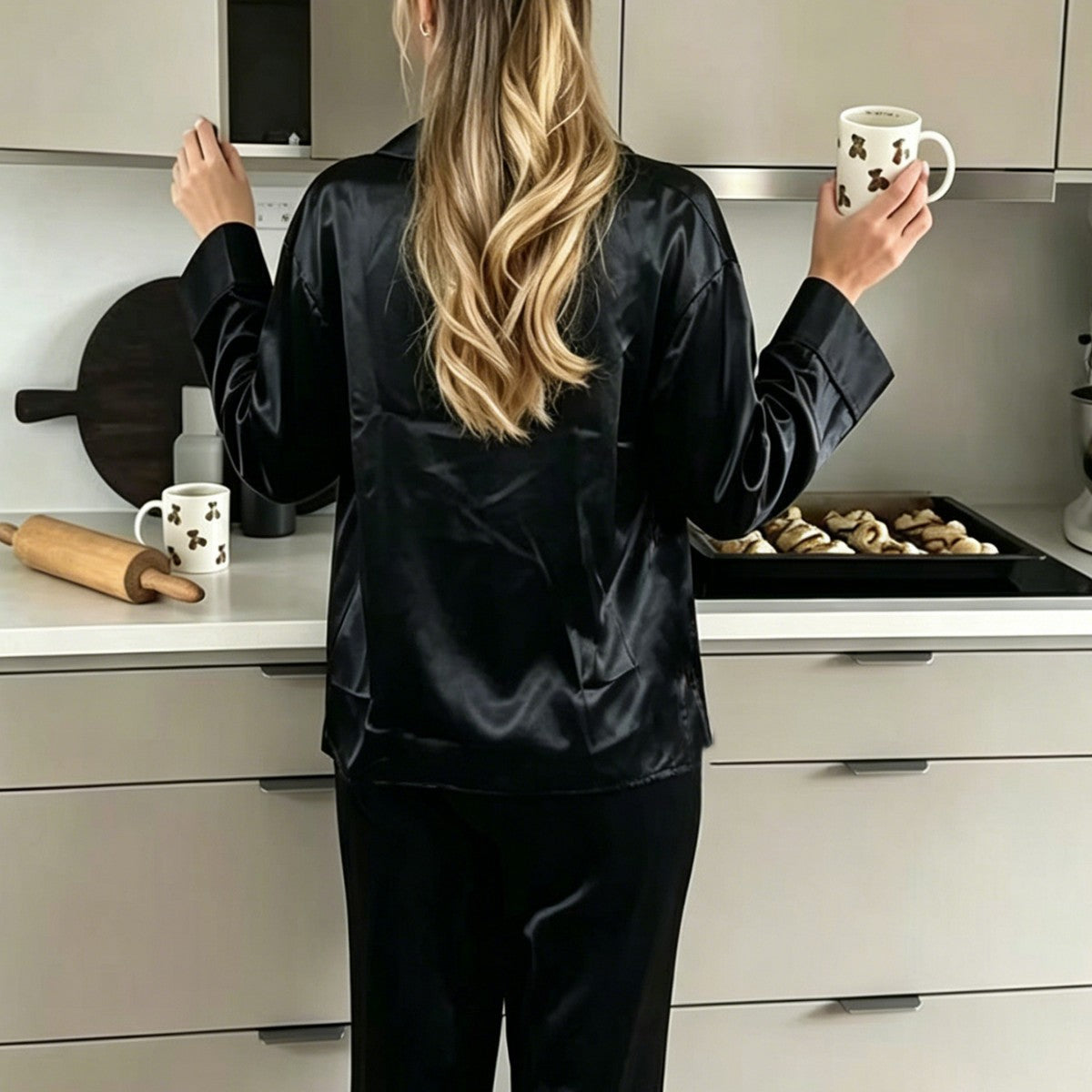 Colette | Womens Long Sleeve Satin Pyjama Set