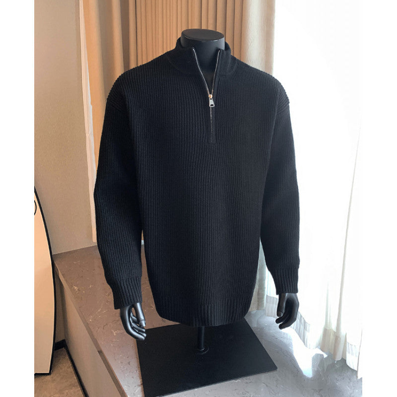 Evander | Mens Knitted Wool Half Zip Long Sleeve Jumper - 6