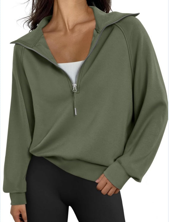 Fenella | Womens Yoga Top Long Sleeve Half Zip Stand Collar Running Fitness Top