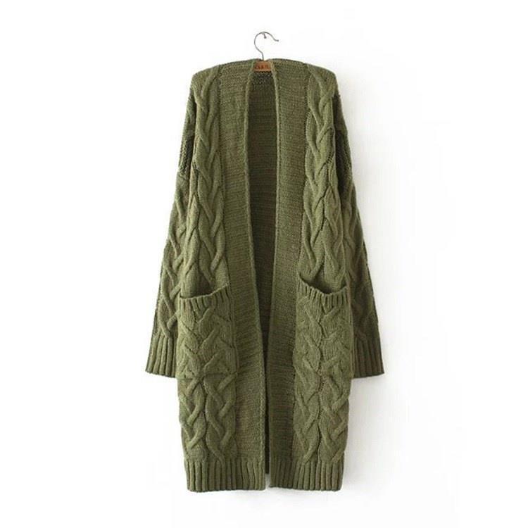 Emmett | Womens Cardigan Knitted Cable Twist Open Front Sweater