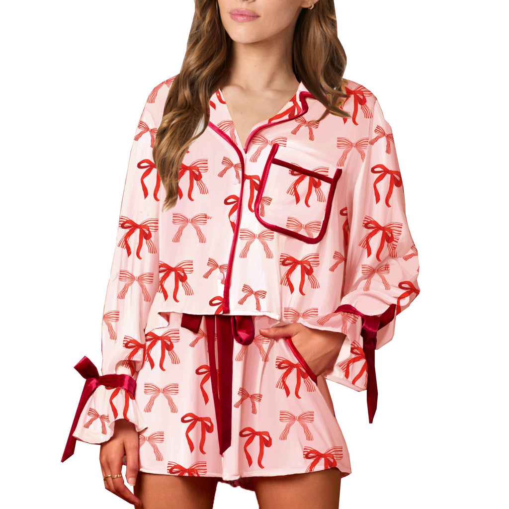 Florence | Womens Printed Long Sleeve Pyjama Shorts Set