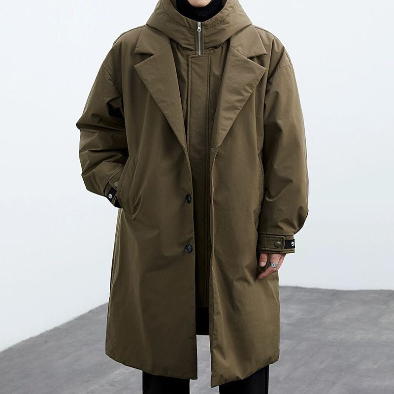 Wilhelmina | Mens Trench Winter Hooded Parka Mid Length Coat - 2