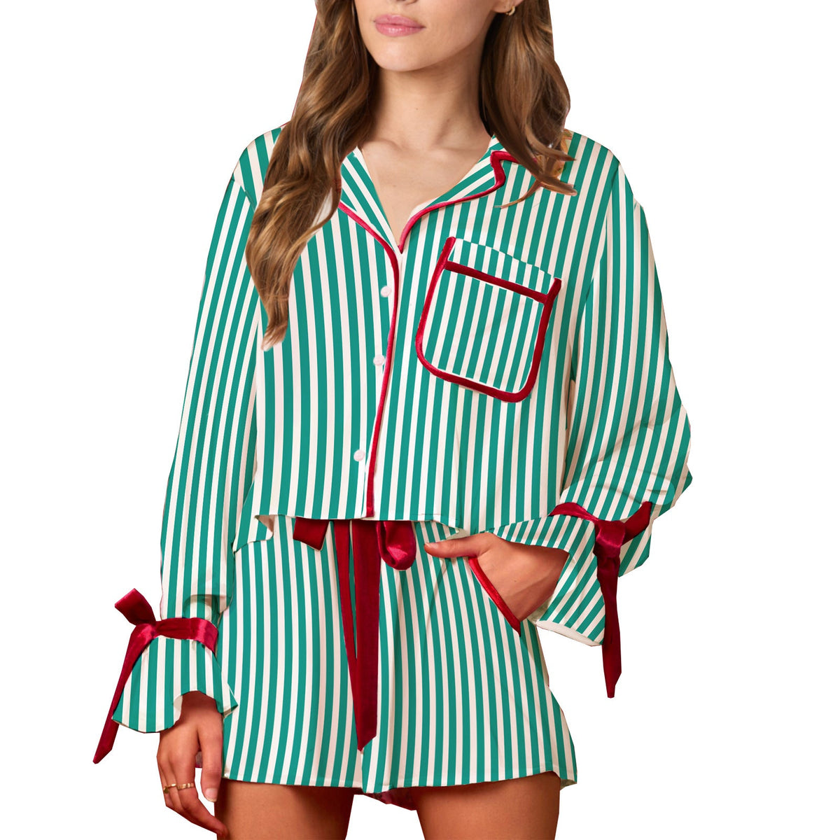 Florence | Womens Printed Long Sleeve Pyjama Shorts Set