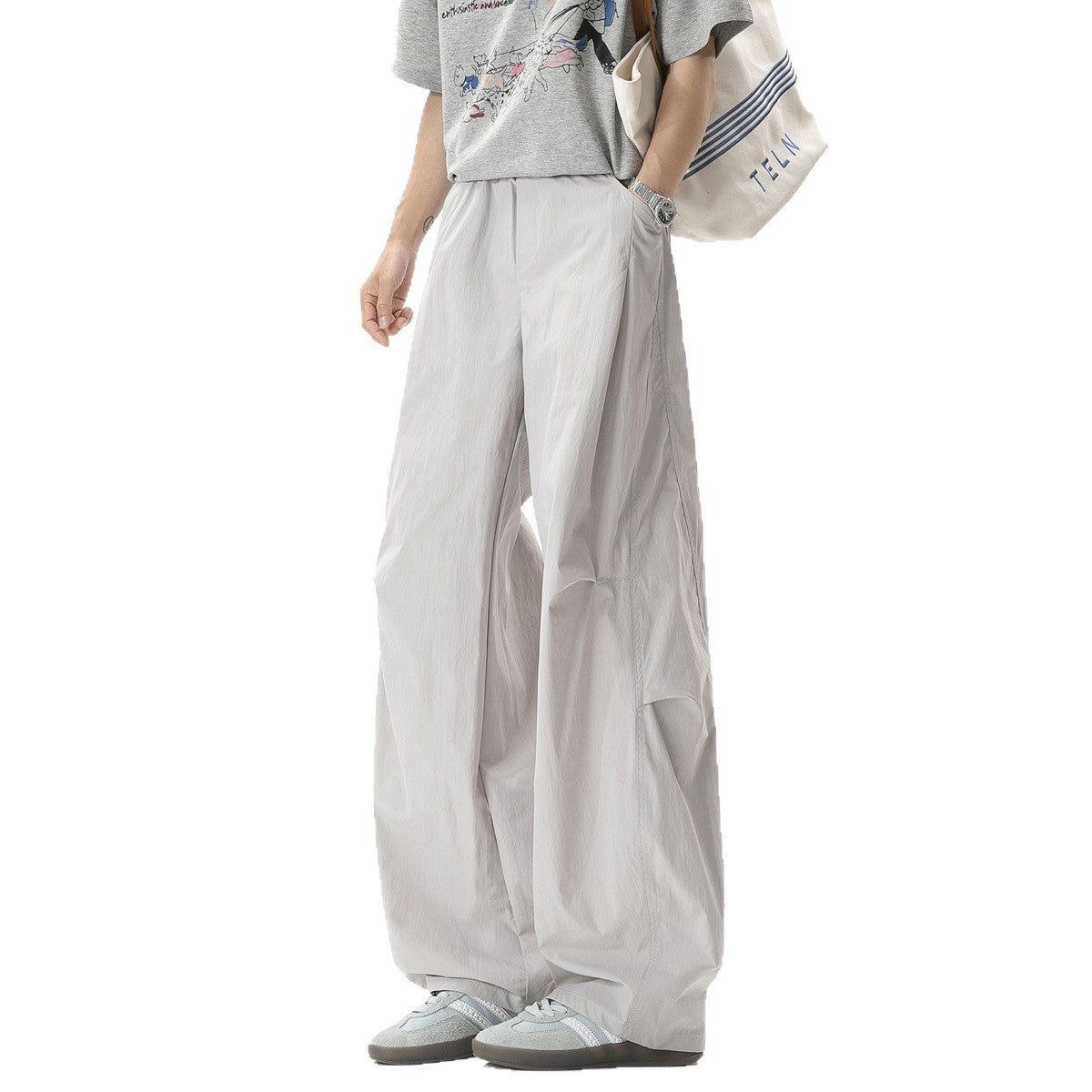 Gustav | Mens Trousers Lightweight Pleated Wide Leg Casual Pants