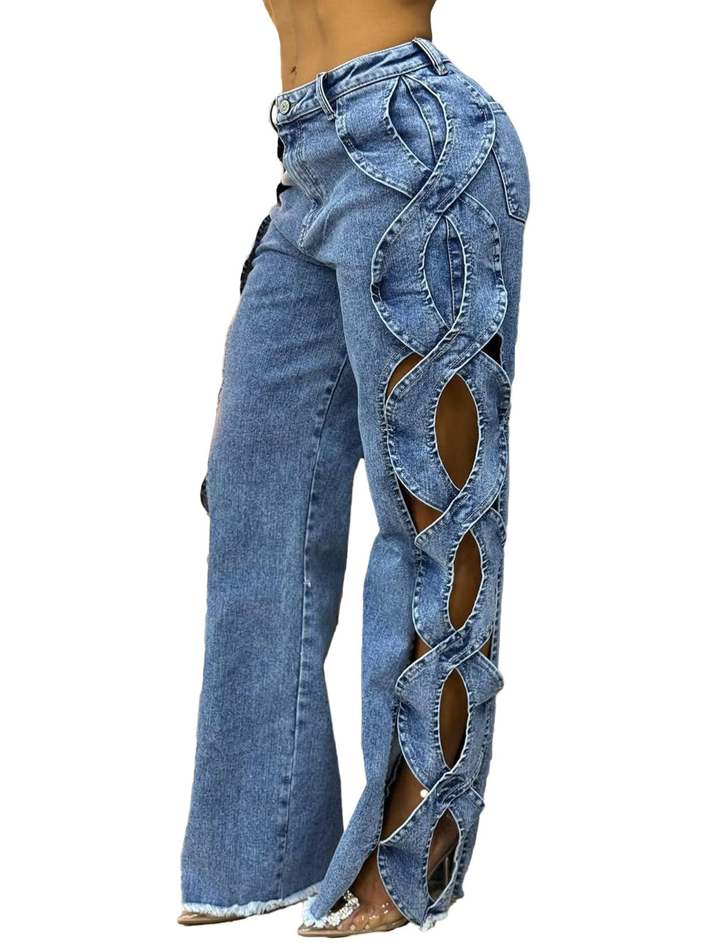 Talia | Womens Jeans Patchwork High Waisted Denim