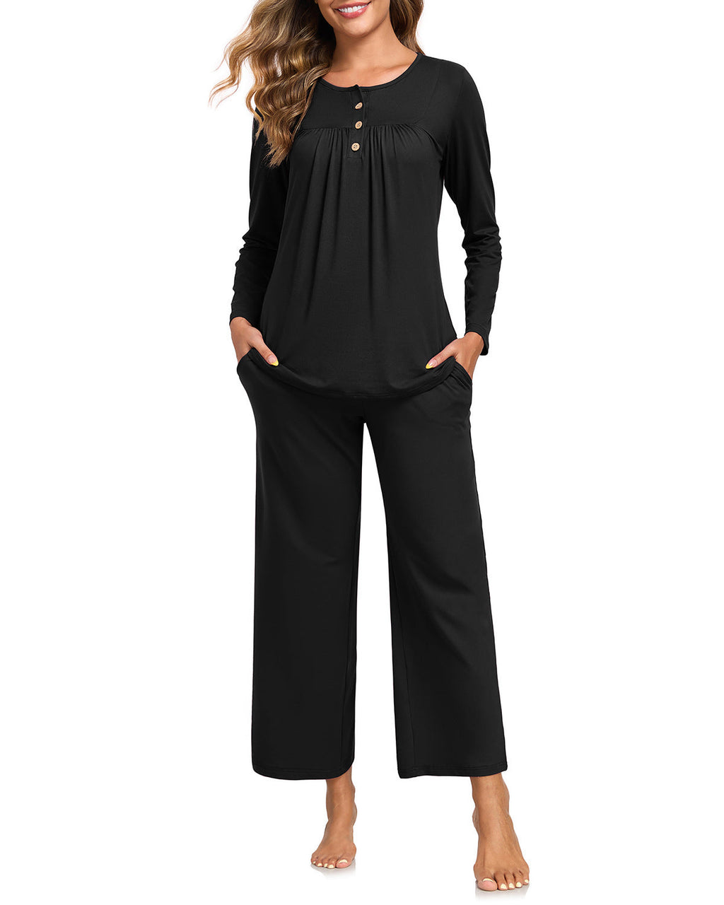 Harriet | Womens Long Sleeve Pyjama Set With Pockets Loungewear