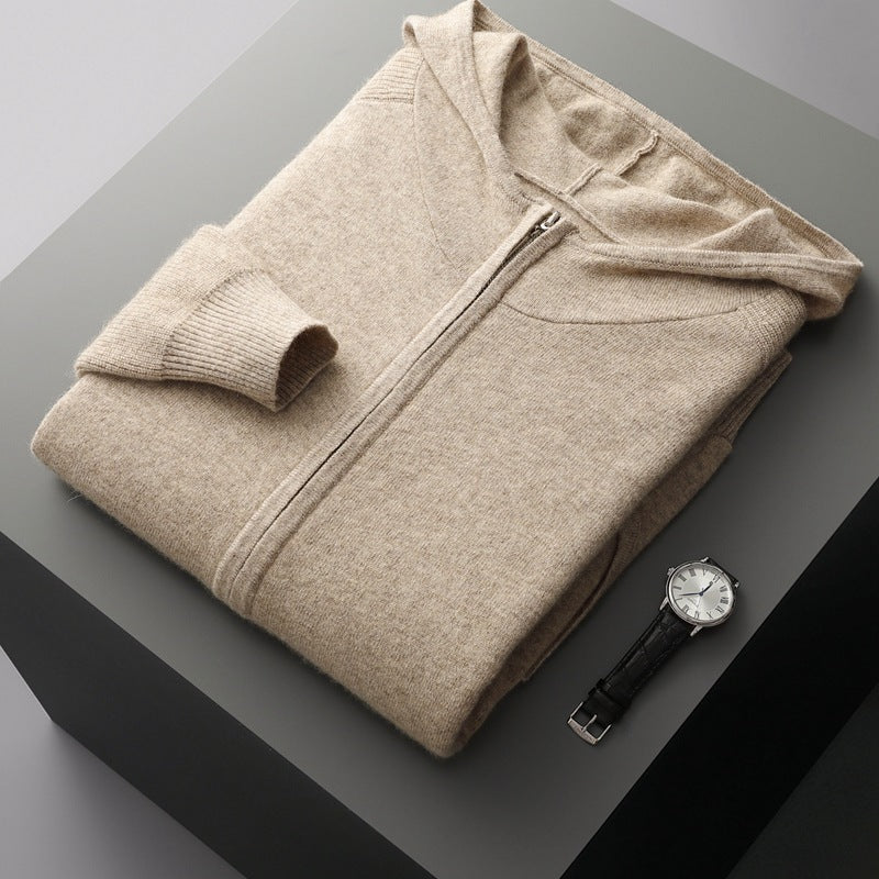 Della | Mens Knitted Tracksuit Two Piece Set Hooded Cardigan Joggers Wool