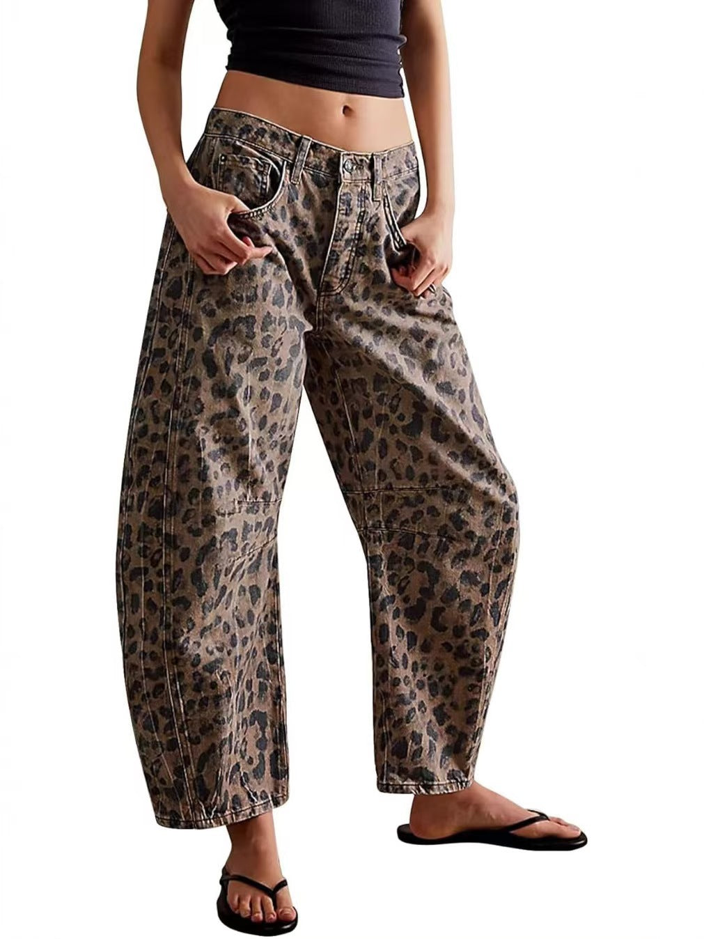 Halle | Womens Straight Leg Jeans Leopard Print High Waisted Denim