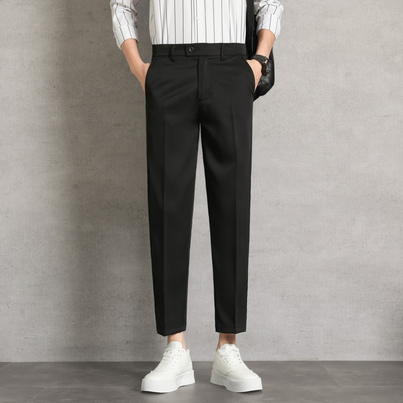 Lachlan | Mens Trousers Slim Fit Straight Leg High Waisted Smart Casual Pants