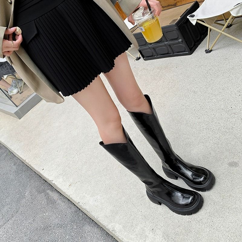Petra | Womens Knee High Chunky Thick Heel Knight Boots - 3