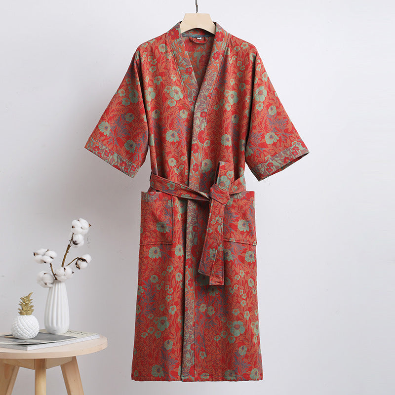 Petra | Womens Dressing Gown Cotton Gauze Bathrobe Robe