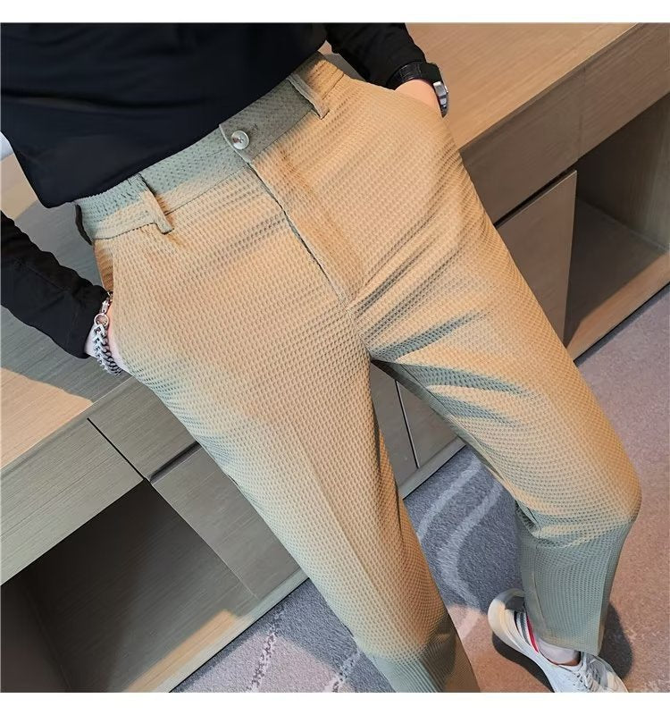 Nadia | Mens Slim Fit Tapered Business Formal Trousers - 11