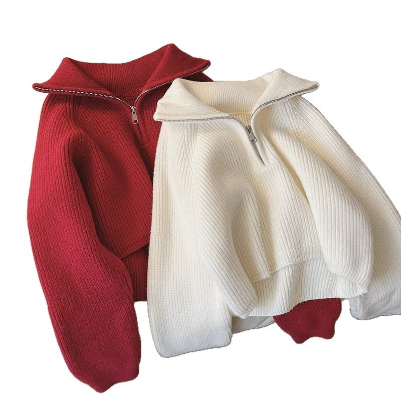 Zephyr | Womens Jumper Knitted Zip Up Loose Turtleneck Warm Sweater