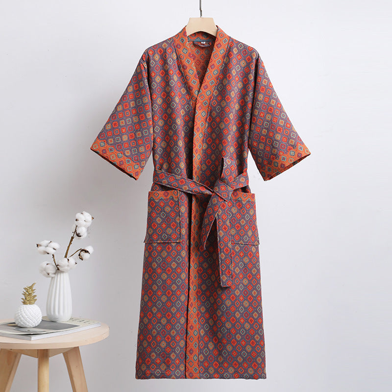 Petra | Womens Dressing Gown Cotton Gauze Bathrobe Robe